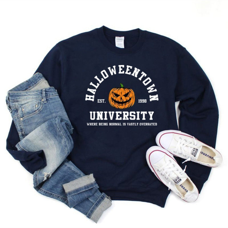 Kvindernes sweatshirt med kreativ Halloween-design og behagelig pasform Skovae