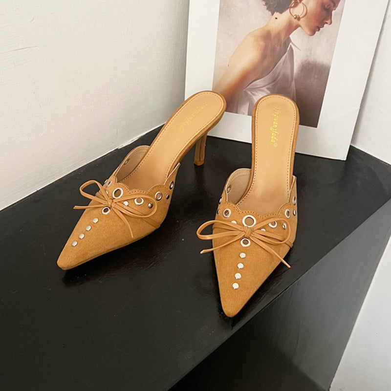 Dame Slingback Pumps med spids tå og elegant sløjfe dekoration Stilla