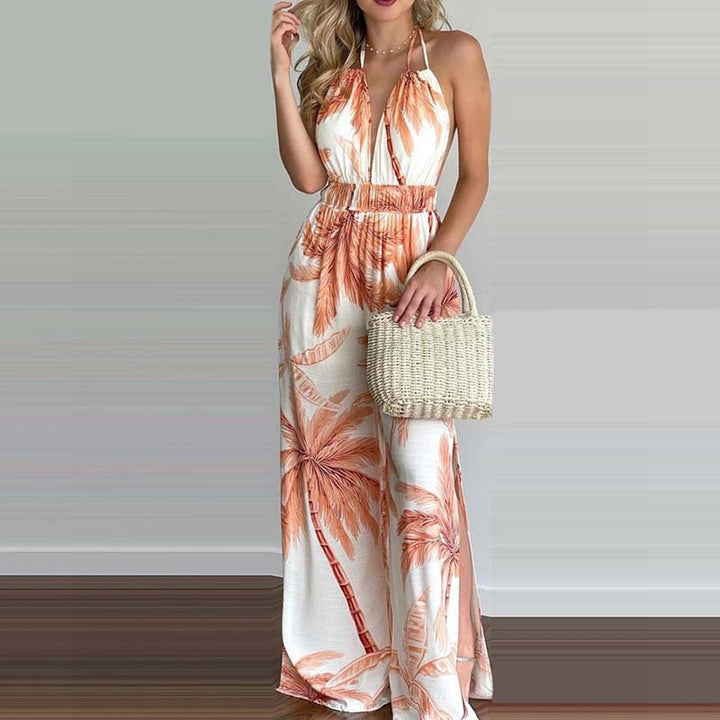 Kvinder Halterneck Jumpsuit med vide ben og sidesplitter Stilla