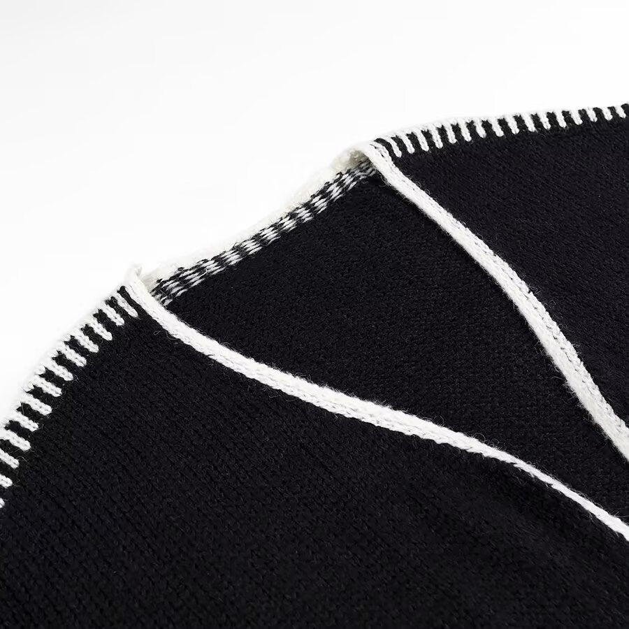 Kvinders åbne cardigan med elegante kontrastsyninger Stilla