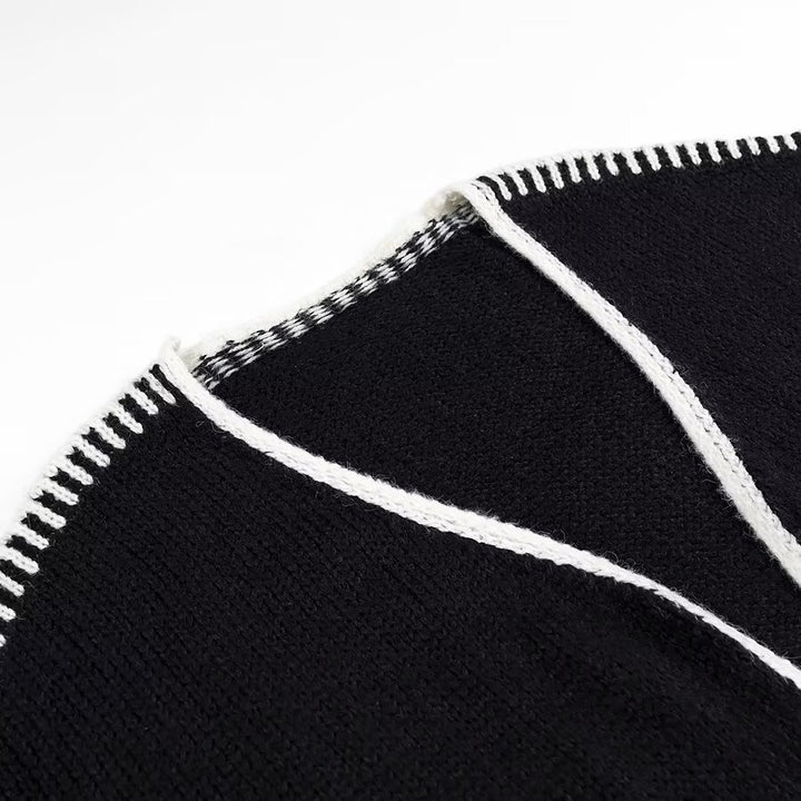 Kvinders åbne cardigan med elegante kontrastsyninger Stilla