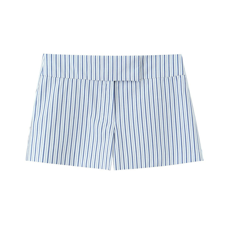 Dame elegante shorts med fint stribemønster og høj talje Skovae