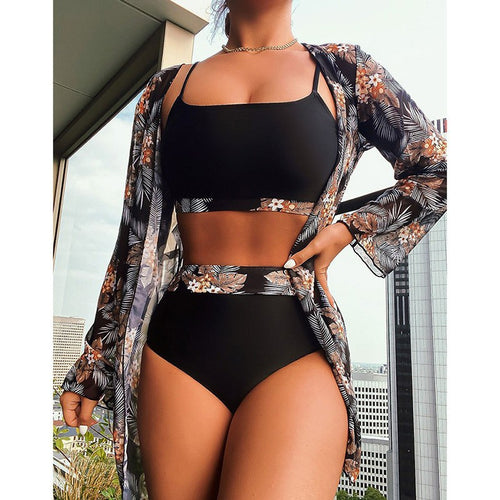Damer Bikini-sæt med floral Kimono Skovae