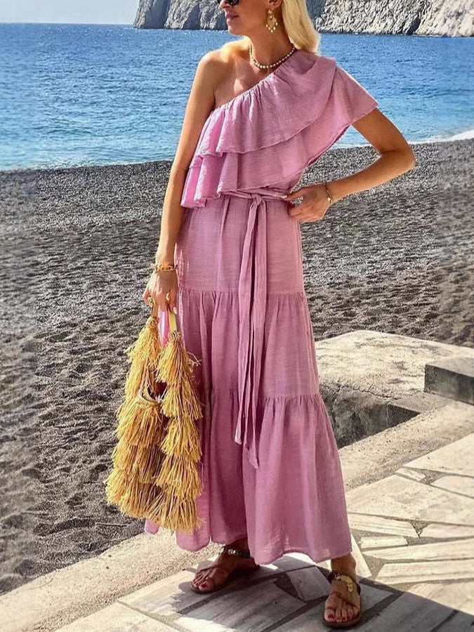 Dame One-Shoulder Sommerkjole Stilla