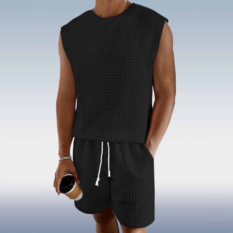 Herrer afslappet muskel-shirt og shorts sæt Stilla