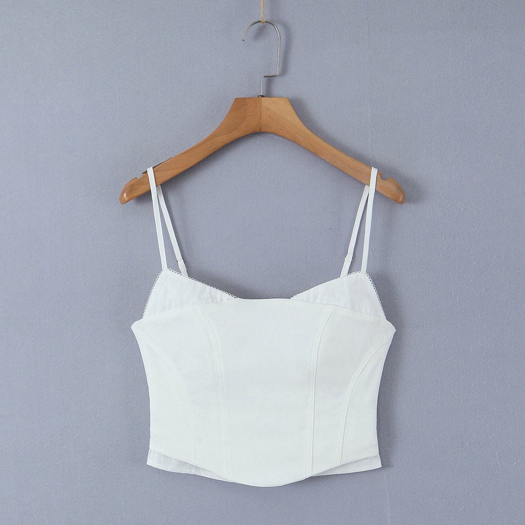 Dame tætsiddende bustier-top med fine stropper og elegant snit Stilla
