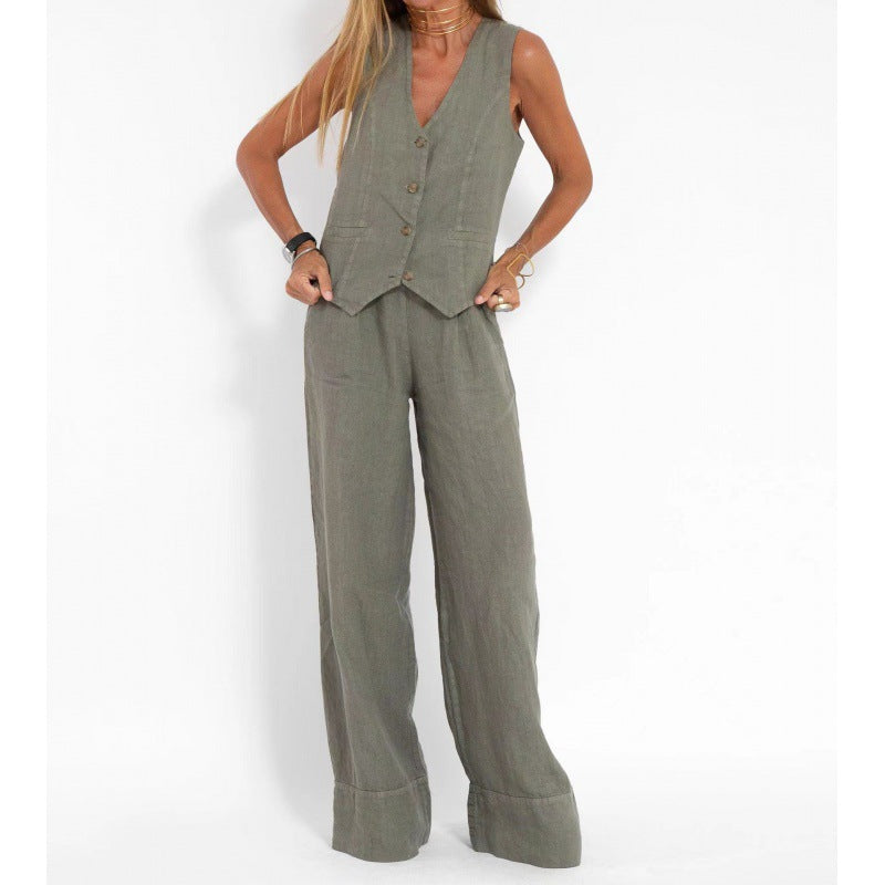 Dame elegant linned vest med knapdetaljering Stilla