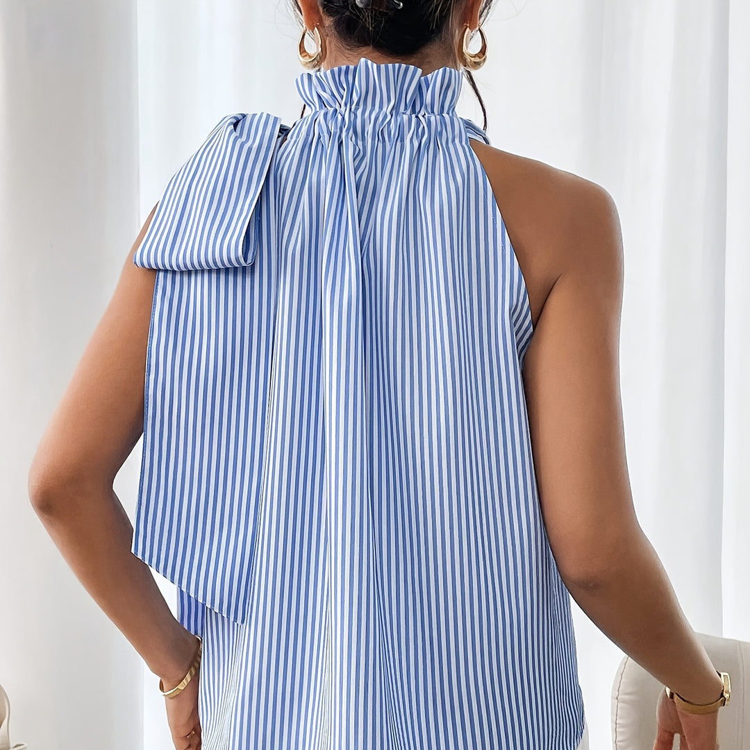 Dame ærmeløs stribetop med sløjfedetaljer Stilla