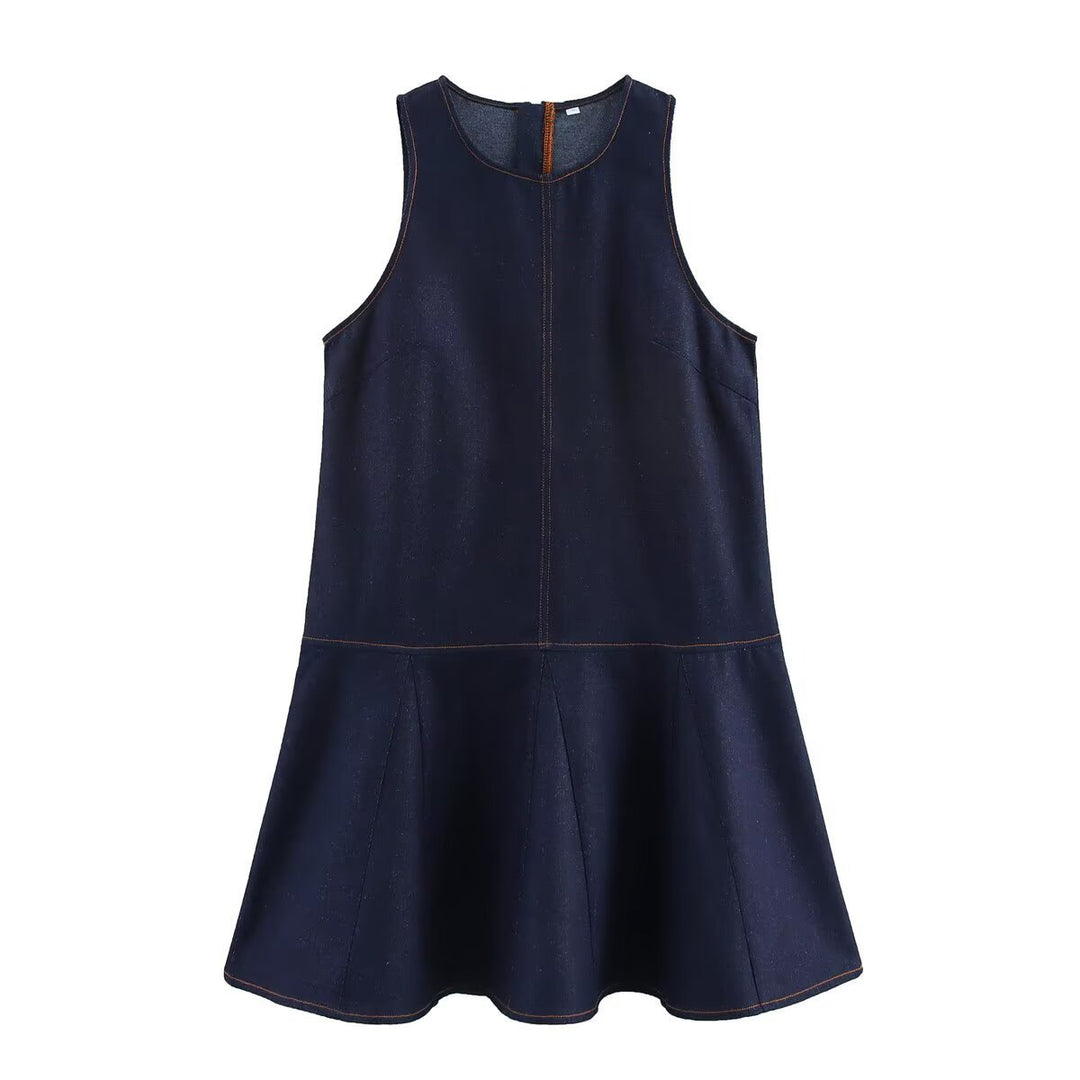 Dame Casual Denim A-linie kjole med udvidet kant Stilla