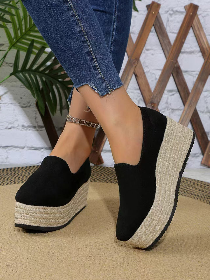 Dame Plateau-sandaler med elastisk udskæring og komfortabelt jute-design Stilla