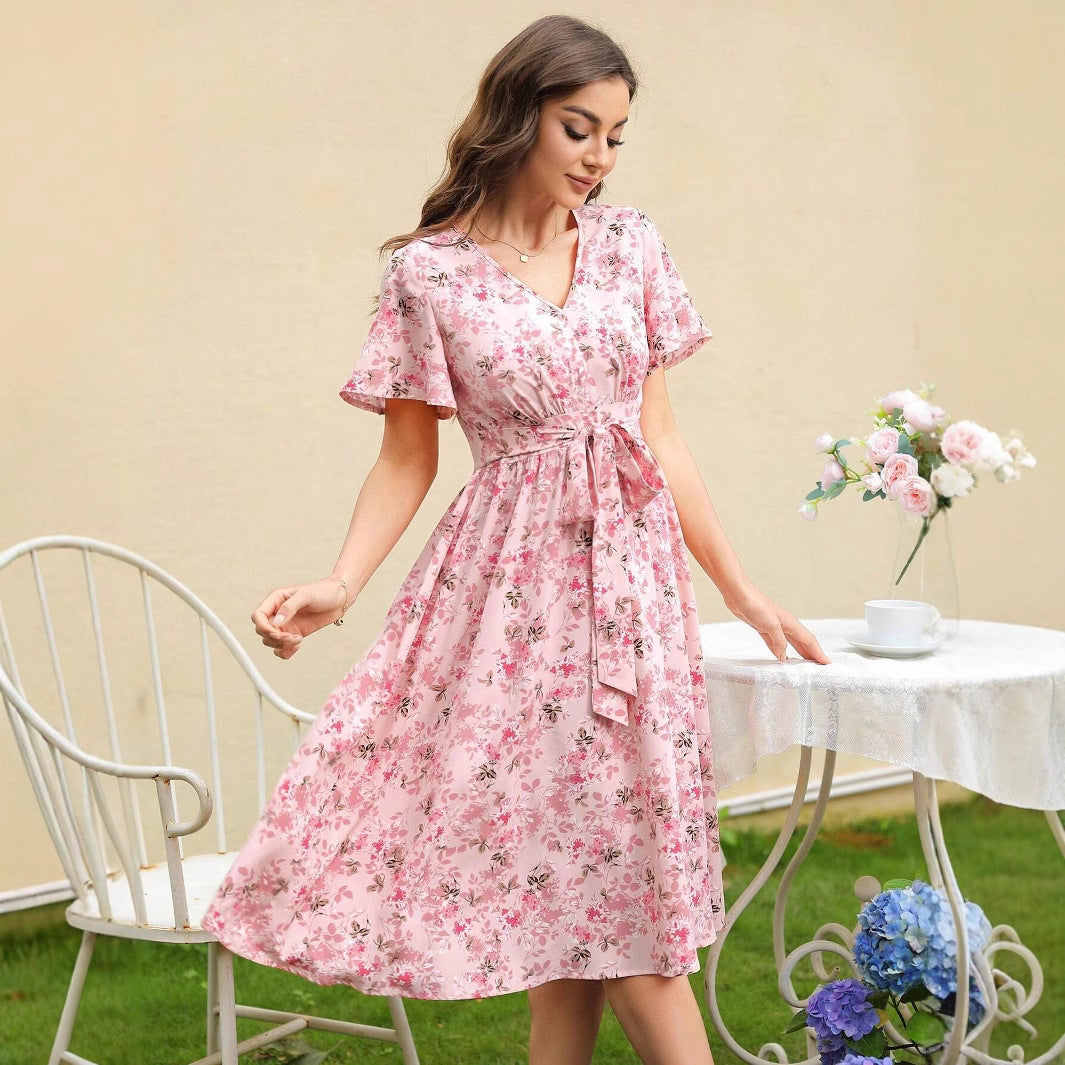 Dame Midi kjole med florale applikationer Stilla
