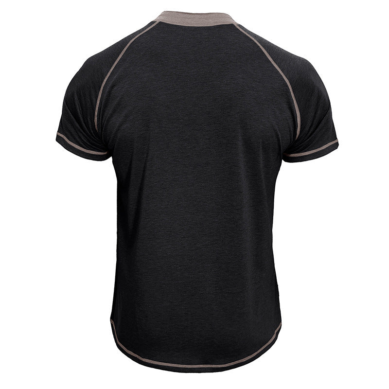 Herrer Kortærmet Henley-T-shirt med kontrastdetaljer og slidstærkt stof Stilla