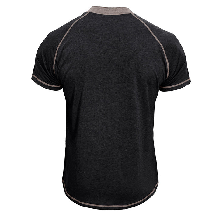 Herrer Kortærmet Henley-T-shirt med kontrastdetaljer og slidstærkt stof Stilla