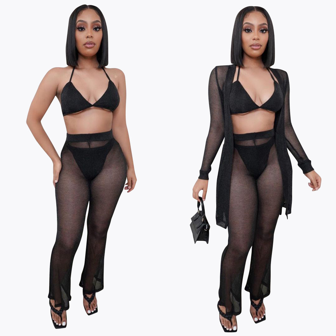 Dame Transparent Bikini Cover-Up Sæt Stilla