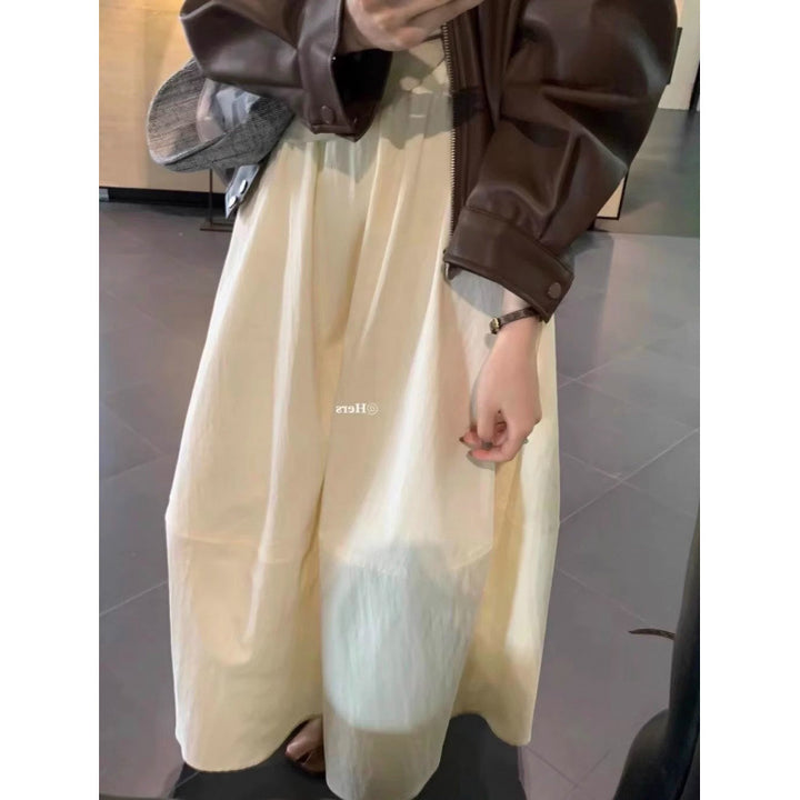 Femme A-linje Maxi-nederdel med elastisk talje og dybe lommer Stilla