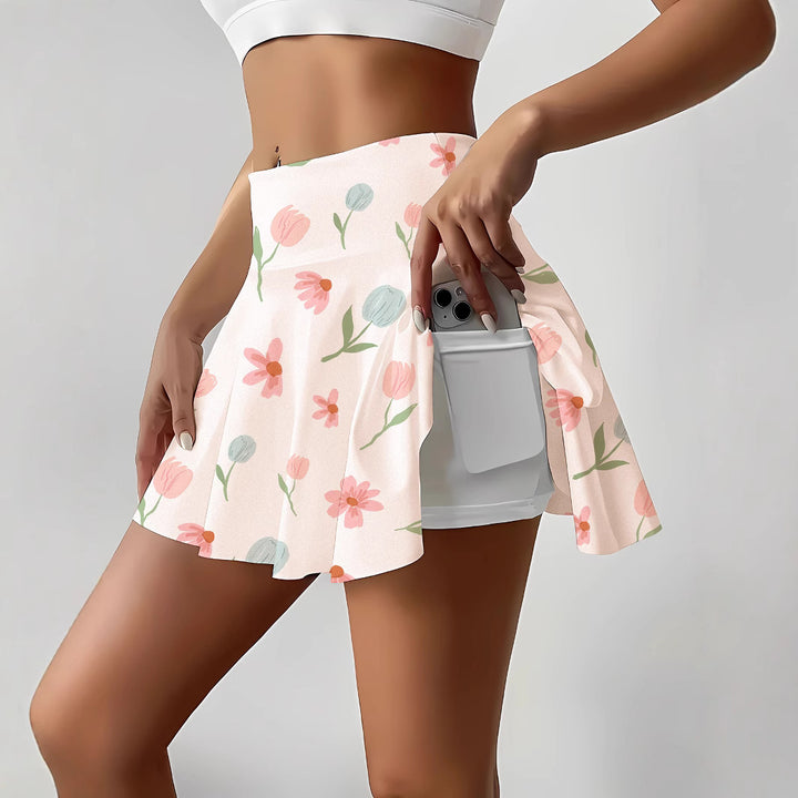Kvinder Aktive Blomster Skort med Skjulte Lommer Stilla