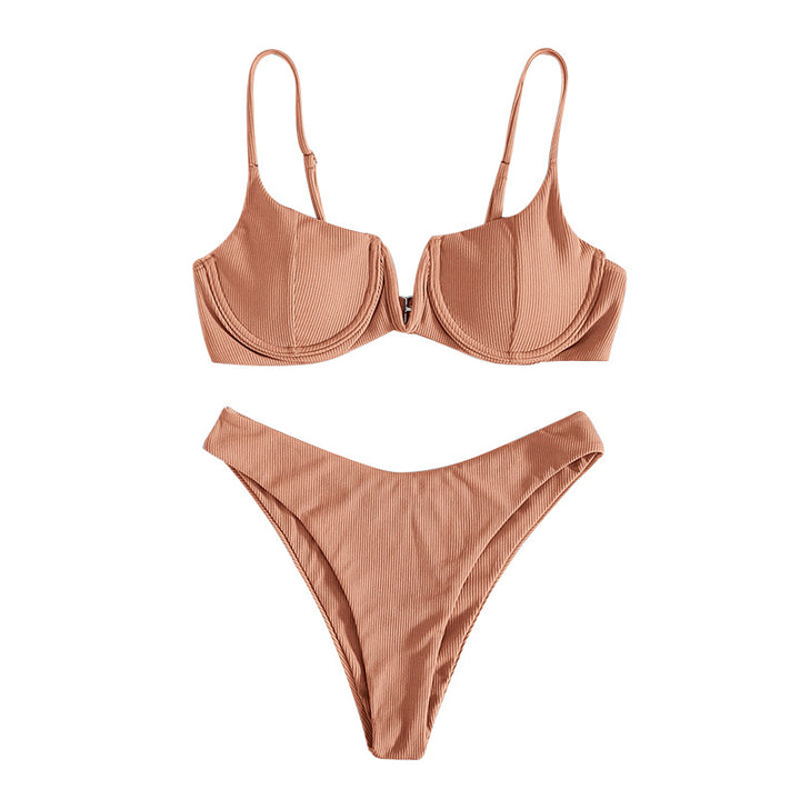 Dame-bikini med bøjle og struktureret rib-optik Skovae