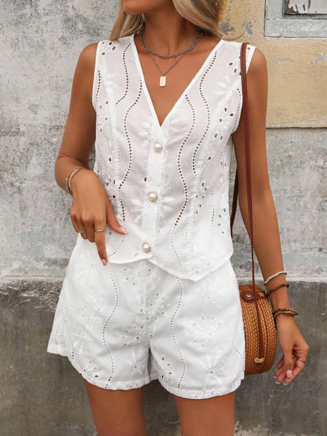 Dame Figursyet Bluse med Knapper Stilla