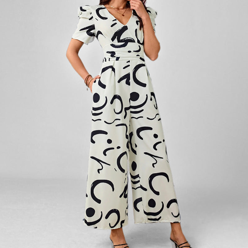 Kvinder Elegant Jumpsuit med Stilfuldt Grafisk Mønster Stilla