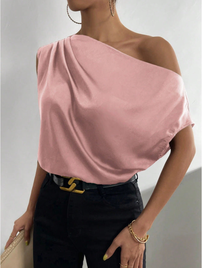 Dame Elegante, skulderfri satin top Skovae