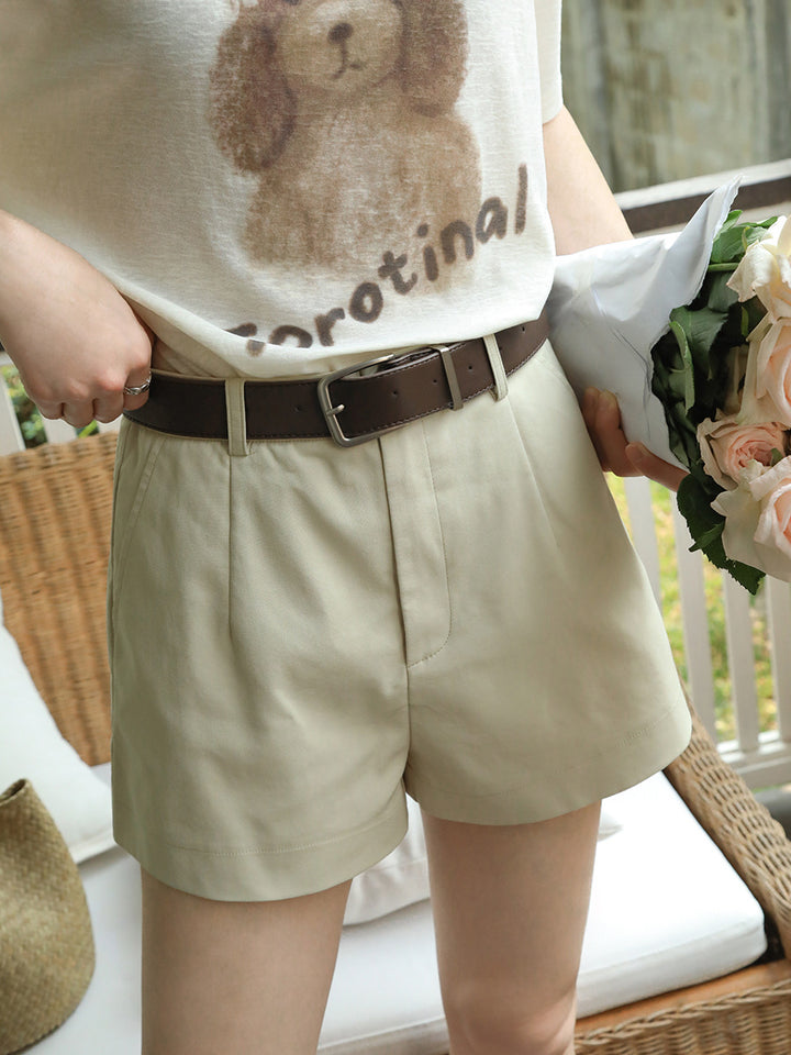 Dame elegante shorts med smart bælte og plissering Stilla