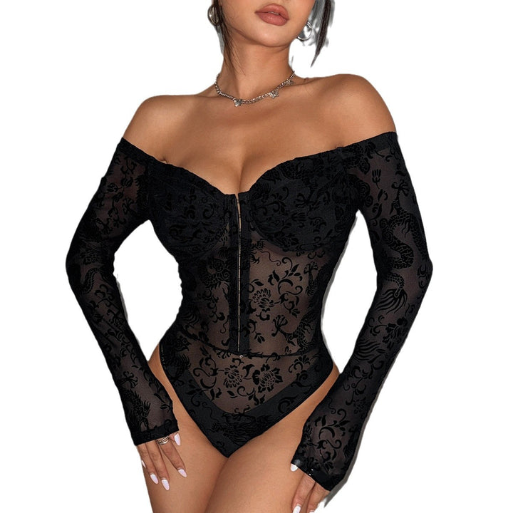 Dame bodystocking med blomster spidsmønster fra Stilla