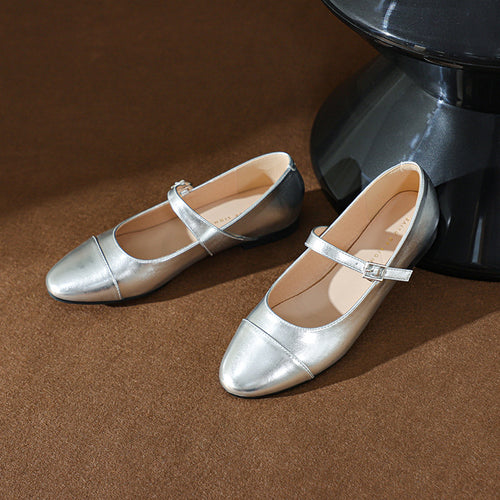 Femme Elegante Mary Jane Ballerinas med Metallic-Accent Stilla