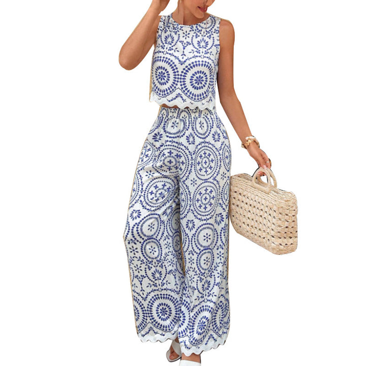 Damen Zweiteiliges Set mit floralem Muster und weitem Schnitt Skovae