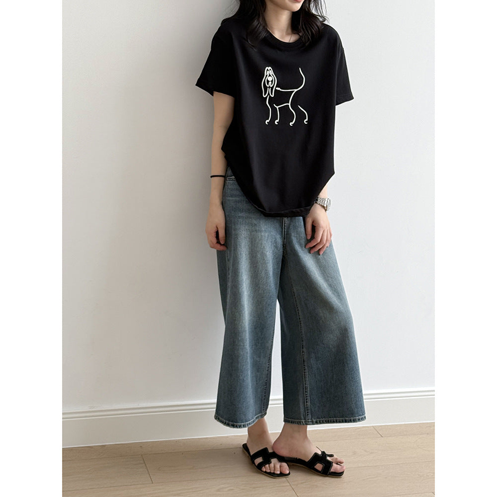 Dame T-shirt med unikt dyreprint Stilla