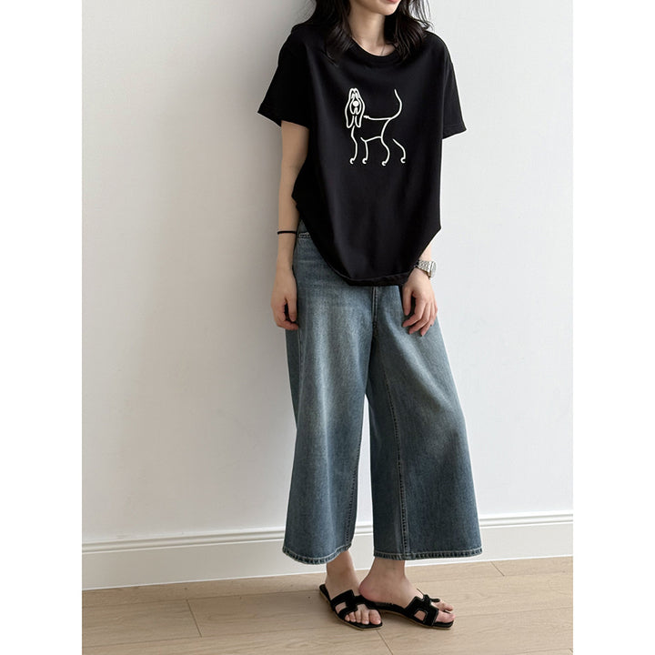 Dame T-shirt med unikt dyreprint Stilla