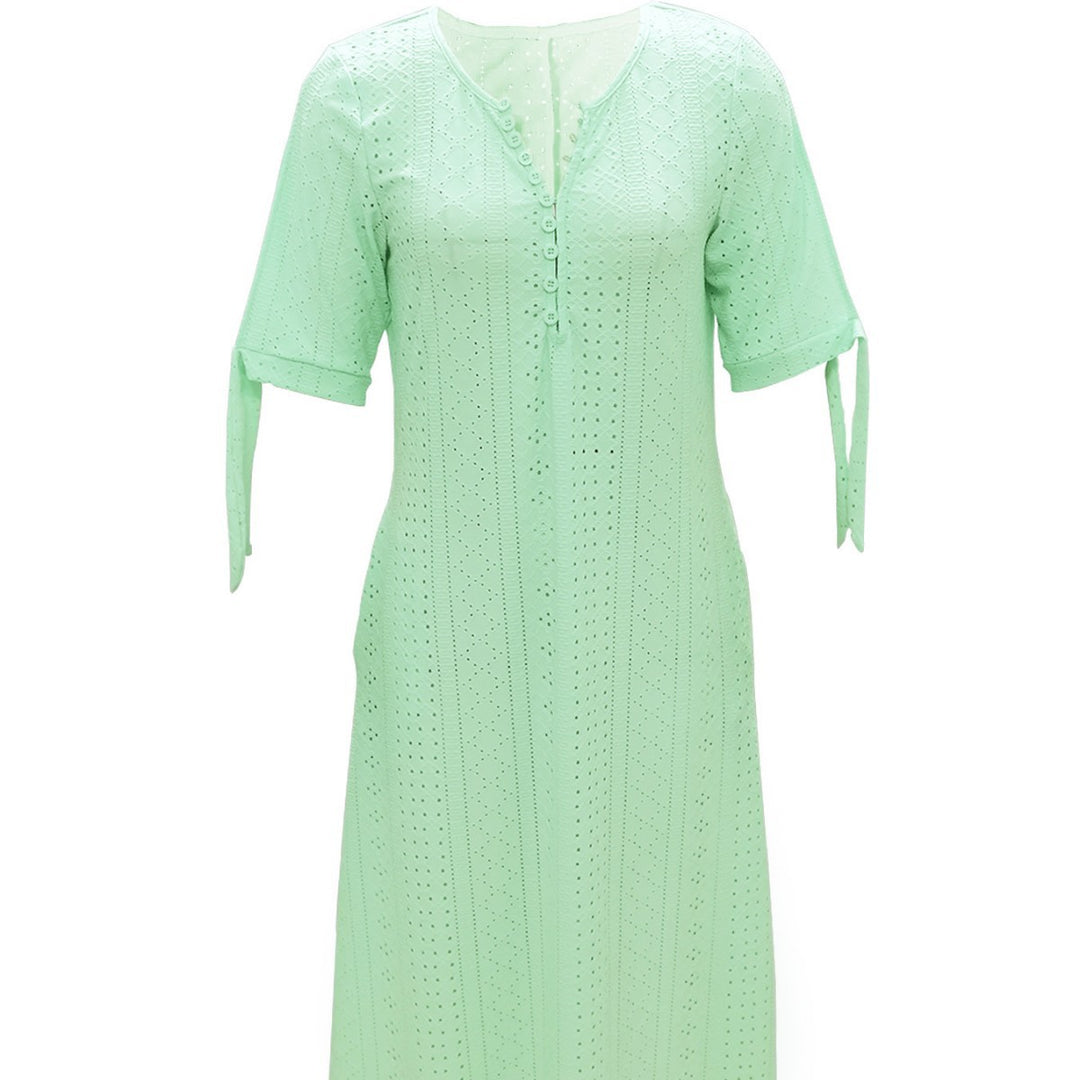 Femme Elegante Maxi-Kjole med Knap-Frontdetalje Stilla