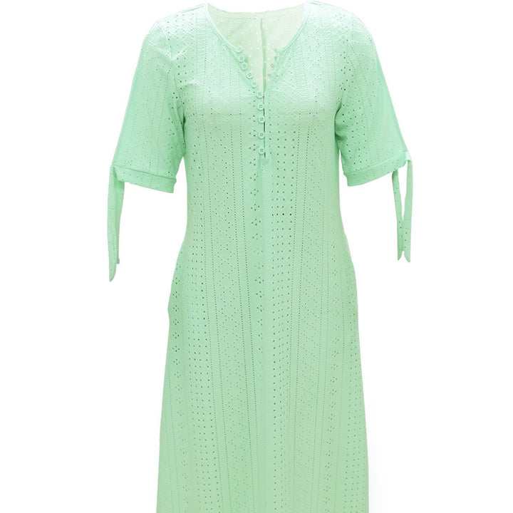 Femme Elegante Maxi-Kjole med Knap-Frontdetalje Stilla