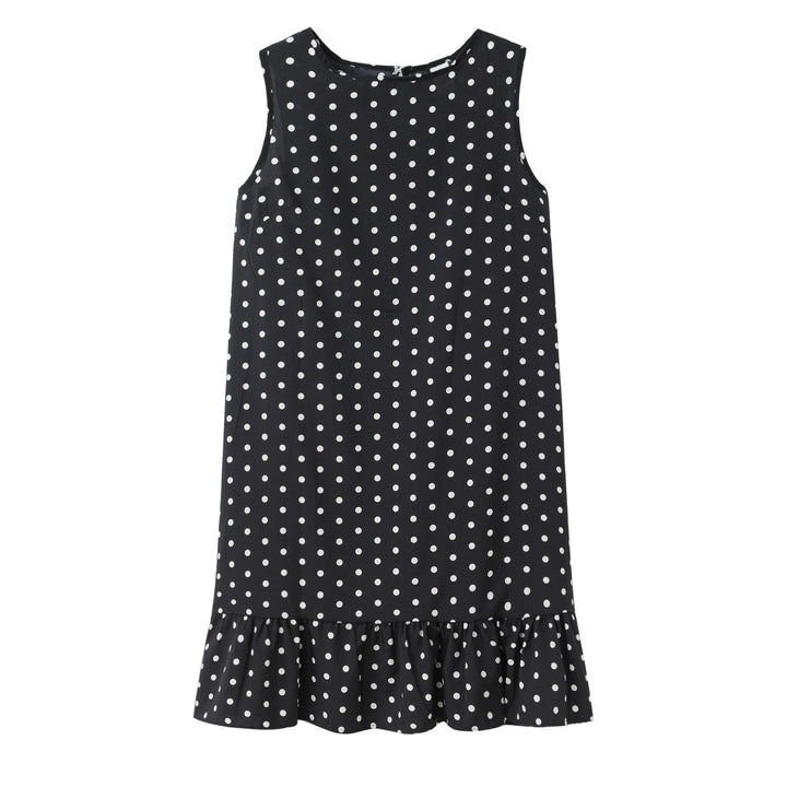 Dame Sommer Polka Dot Shift Kjole med Flæsekant Stilla
