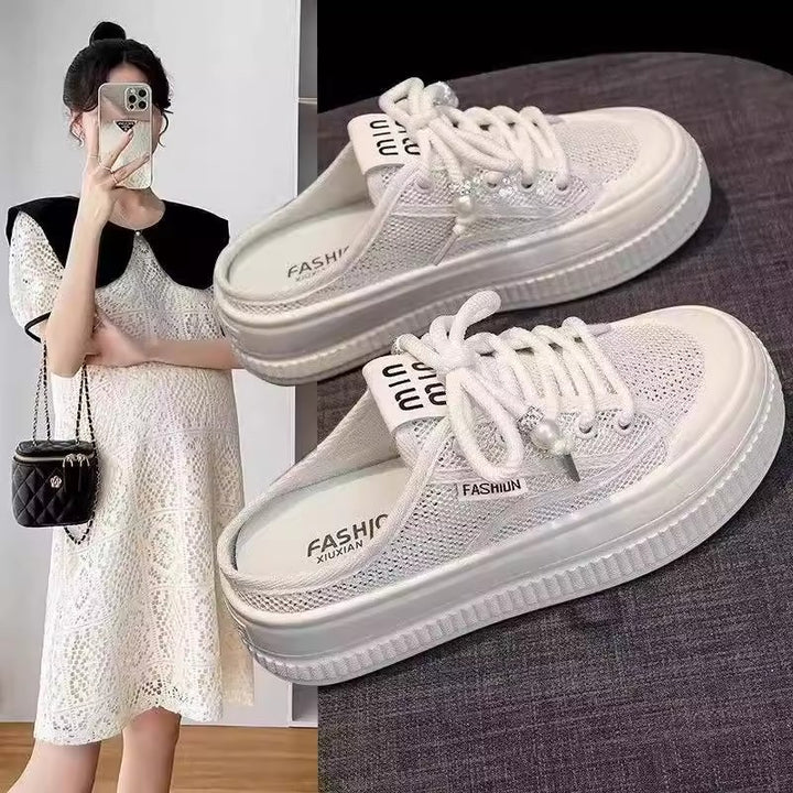 Dame Sneaker-Pantoletten i luftig mesh-design med moderne plateau sål Stilla