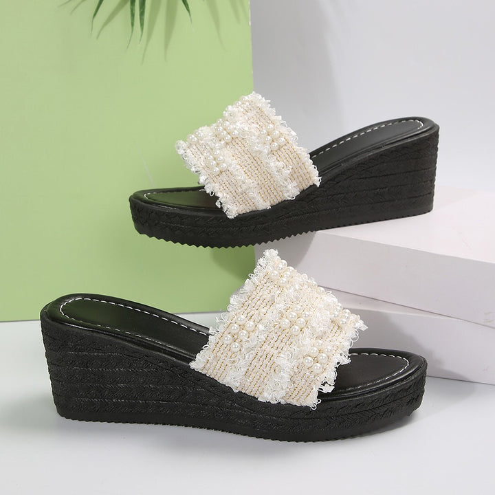 Dame Wedge-sandaler med trendy perle-detaljer og moderigtigt rem Stilla