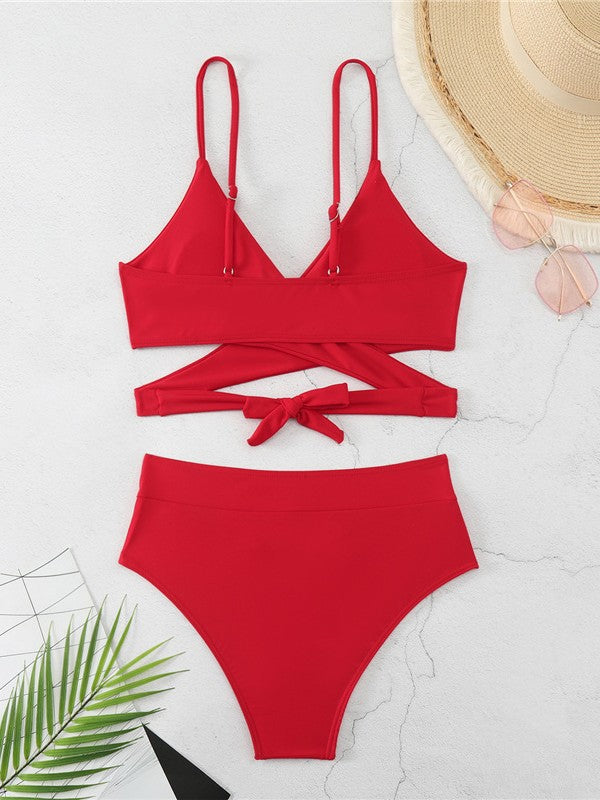 Dame Vikket stil Høj Talje Bikini Sæt Stilla 1750839645
