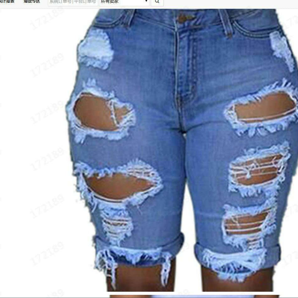 Dame Stilfulde Revnede Denim-Bukser med høj talje og smal pasform Stilla