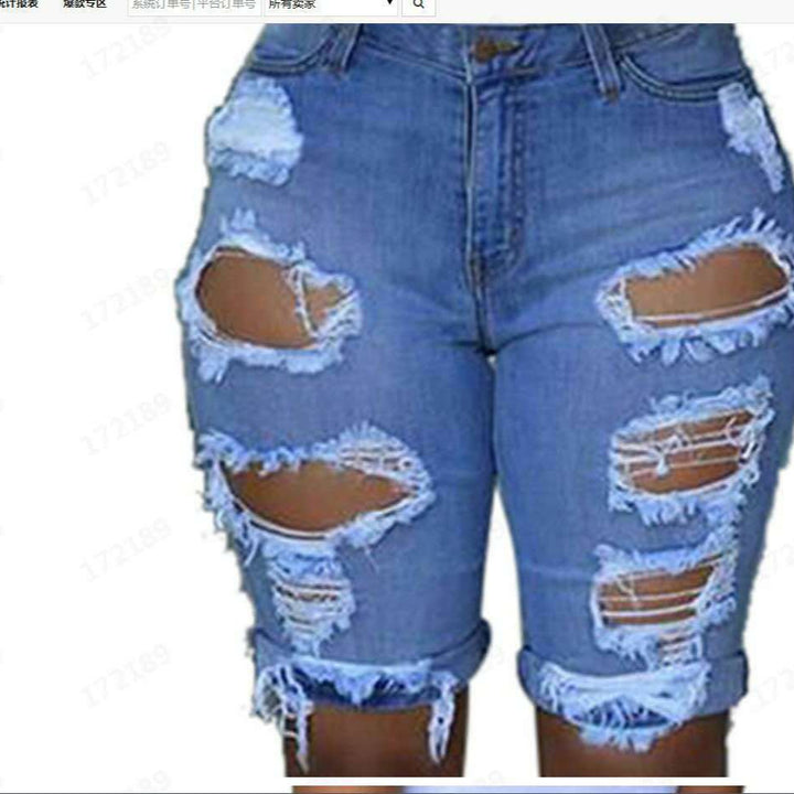 Dame Stilfulde Revnede Denim-Bukser med høj talje og smal pasform Stilla