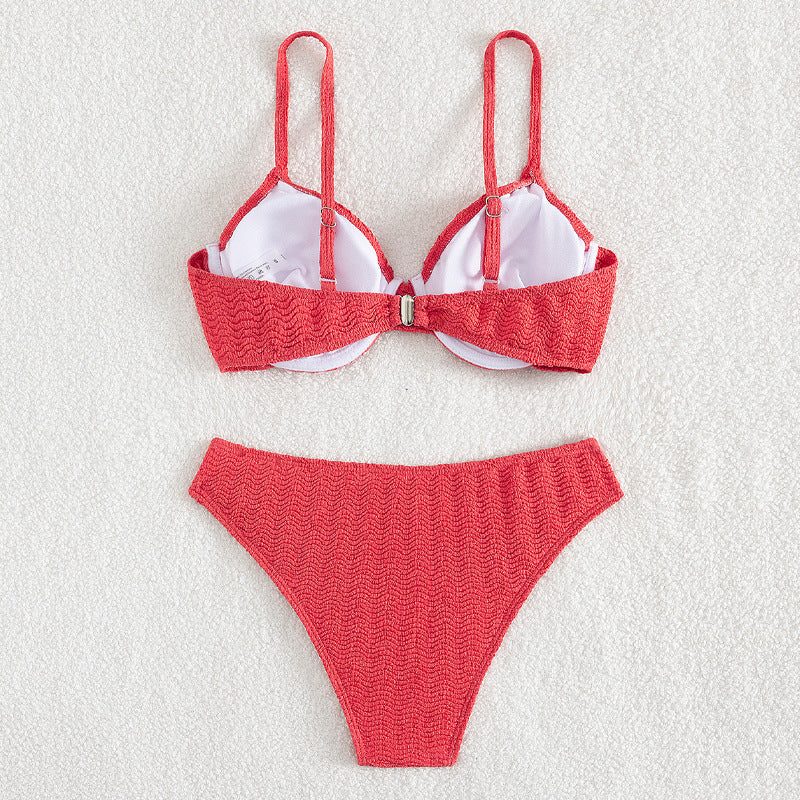 Dame Push-Up-Bikini med stilfulde teksturer Skovae