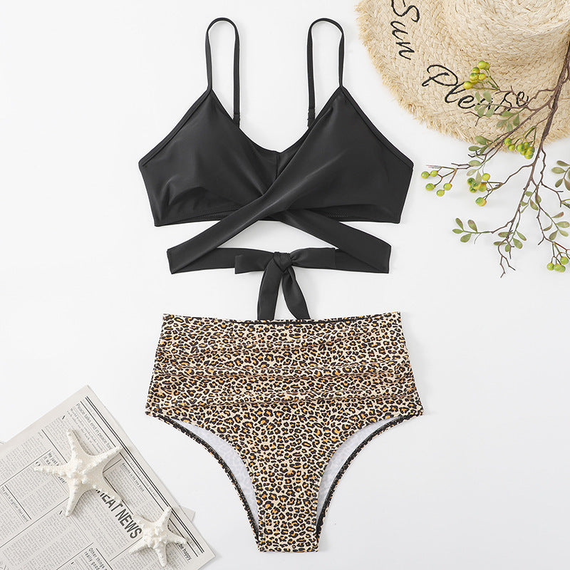 Dame Crop-Top bikini sæt med flettet design Skovae