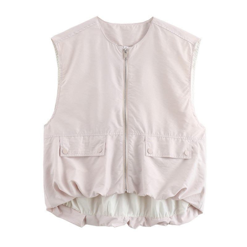 Dame utility vest med sidelommer og elastisk talje Stilla