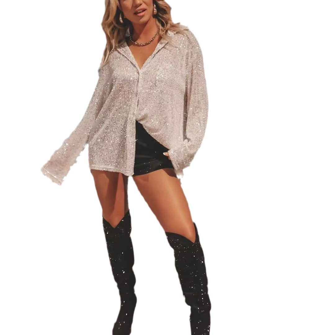 Damer Glitrende Oversize-Bluse med afslappet snit Stilla