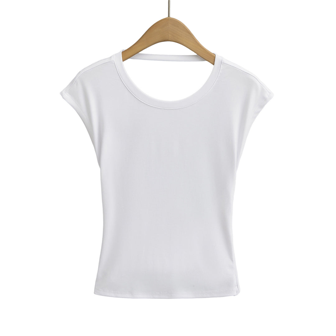 Dame moderne muskelshirt med elegant rund halsudskæring og asymmetrisk søm Stilla