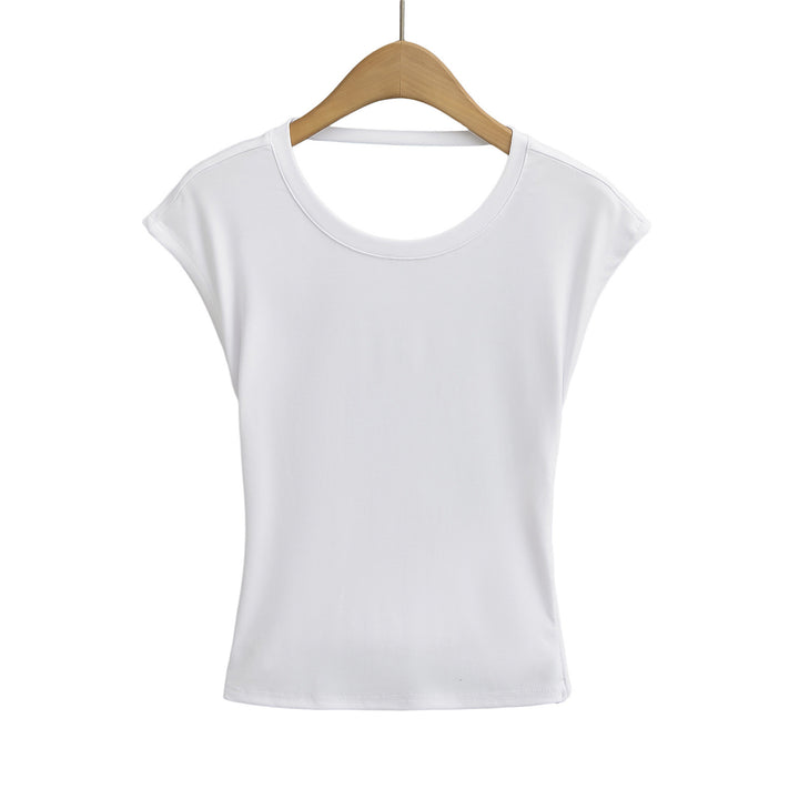 Dame moderne muskelshirt med elegant rund halsudskæring og asymmetrisk søm Stilla