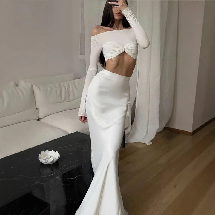 Dame Off-Shoulder Kjole med figursyet Nederdel og elegante Detaljer Stilla
