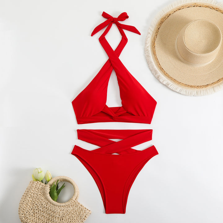 Dame bikini sæt med justerbare stropper og elegant krydsdesign Skovae