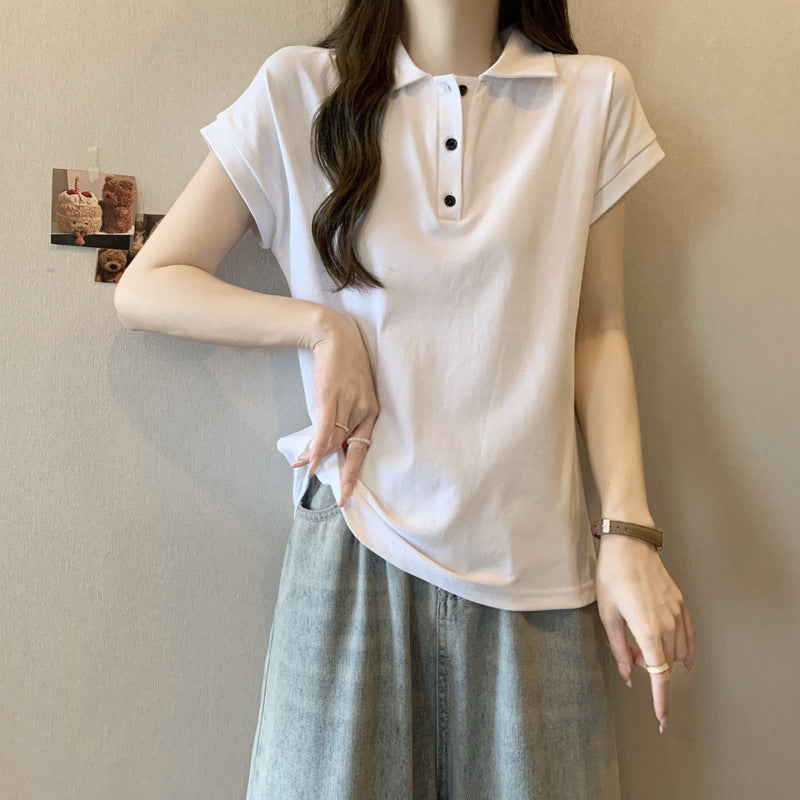 Dame Casual Polo-Shirt med knapdetalje Stilla