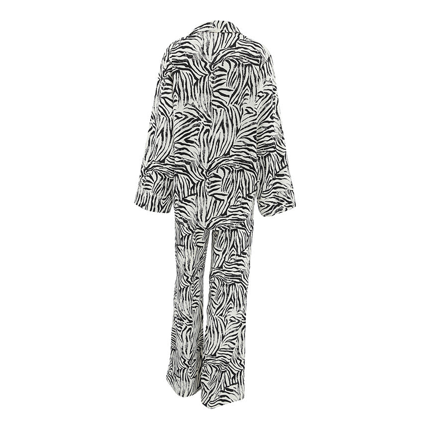 Dame Zebra-Print Lounge-Sæt med løs pasform og elegant snit Stilla