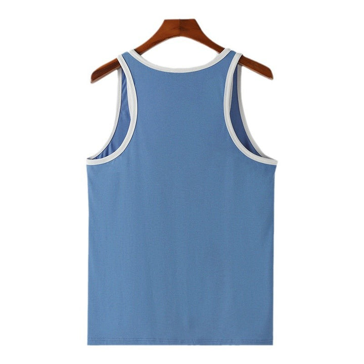 Herren nan sporty ærmeløs muskelshirt med kontrastbesætning Skovae
