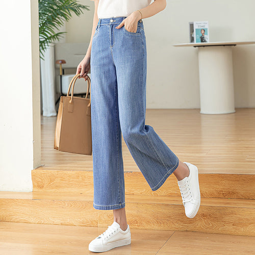Dame brede denim-bukser i trendy snit Stilla